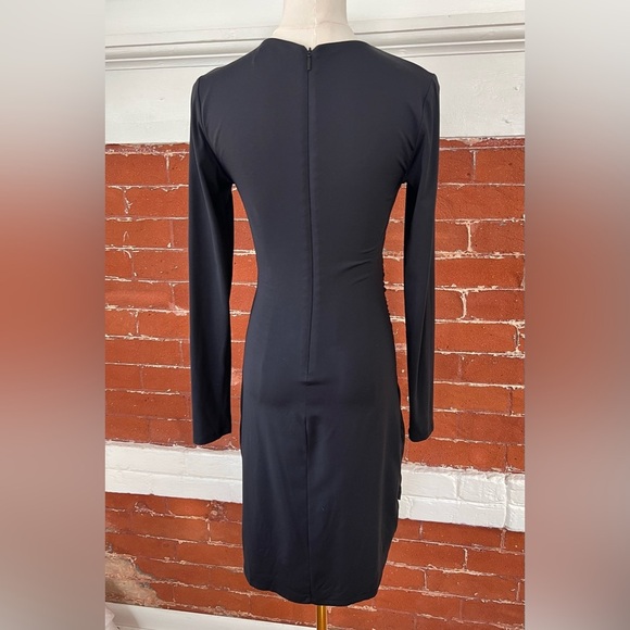 Aritzia Ten by Babaton Passion Faux Wrap Dress Fitted Side Ruched Mini Black - Picture 4 of 15